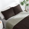 Easy-Going Full/Queen Size Reversible Quilt Set with 1 Quilt and 2 Pillow Shams, Soft Bed Quilt Cover, Lightweight Microfiber Bedspread, Water and Stain Resistant, Gray/Light Gray(Chocolate/Beige)