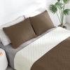 Easy-Going Full/Queen Size Reversible Quilt Set with 1 Quilt and 2 Pillow Shams, Soft Bed Quilt Cover, Lightweight Microfiber Bedspread, Water and Stain Resistant, Gray/Light Gray(Camel/Ivory)