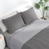 Easy-Going Full/Queen Size Reversible Quilt Set with 1 Quilt and 2 Pillow Shams, Soft Bed Quilt Cover, Lightweight Microfiber Bedspread, Water and Stain Resistant, Gray/Light Gray(Gray/Light Gray)