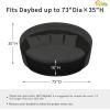Easy-Going Heavy Duty 600D Outdoor Daybed Cover 75 Inch UV Resistant Patio Round Sofa Cover Waterproof Outdoor Canopy Daybed Sofa Cover with Air Vent 75″ Dia x 35″/18″ H, Black(Black)