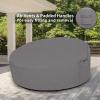 Easy-Going Heavy Duty 600D Outdoor Daybed Cover 75 Inch UV Resistant Patio Round Sofa Cover Waterproof Outdoor Canopy Daybed Sofa Cover with Air Vent 75″ Dia x 35″/18″ H, Black(Grey)