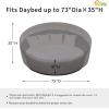 Easy-Going Heavy Duty 600D Outdoor Daybed Cover 75 Inch UV Resistant Patio Round Sofa Cover Waterproof Outdoor Canopy Daybed Sofa Cover with Air Vent 75″ Dia x 35″/18″ H, Black(Grey)