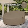 Easy-Going Heavy Duty 600D Outdoor Daybed Cover 75 Inch UV Resistant Patio Round Sofa Cover Waterproof Outdoor Canopy Daybed Sofa Cover with Air Vent 75″ Dia x 35″/18″ H, Black(Camel)