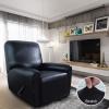 Easy-Going PU Leather Recliner slipcovers, Waterproof Stretch Sofa Covers, 4 Pieces Stretch Furniture Protector, Anti-Slip Elastic Strap Shield Pets Kids Children Cats Dogs (Recliner, Black)(Black)