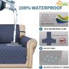 Easy-Going Sofa Slipcover Waterproof Couch Cover for 3 Cushion Couch Sofa Cover Furniture Protector Cover Pets Covers Washable Non-Slip Fabric Pets Kids Children Dog Cat (Sofa, Chocolate)(Navy)