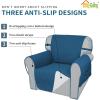 Easy-Going Sofa Slipcover Waterproof Couch Cover for 3 Cushion Couch Sofa Cover Furniture Protector Cover Pets Covers Washable Non-Slip Fabric Pets Kids Children Dog Cat (Sofa, Chocolate)(Peacock Blue)