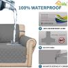 Easy-Going Sofa Slipcover Waterproof Couch Cover for 3 Cushion Couch Sofa Cover Furniture Protector Cover Pets Covers Washable Non-Slip Fabric Pets Kids Children Dog Cat (Sofa, Chocolate)(Grey)