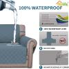 Easy-Going Sofa Slipcover Waterproof Couch Cover for 3 Cushion Couch Sofa Cover Furniture Protector Cover Pets Covers Washable Non-Slip Fabric Pets Kids Children Dog Cat (Sofa, Chocolate)(Light Blue)