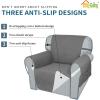 Easy-Going Sofa Slipcover Waterproof Couch Cover for 3 Cushion Couch Sofa Cover Furniture Protector Cover Pets Covers Washable Non-Slip Fabric Pets Kids Children Dog Cat (Sofa, Chocolate)(Grey)