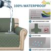 Easy-Going Sofa Slipcover Waterproof Couch Cover for 3 Cushion Couch Sofa Cover Furniture Protector Cover Pets Covers Washable Non-Slip Fabric Pets Kids Children Dog Cat (Sofa, Chocolate)(Greyish Green)