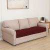 Easy-Going Stretch 4 Pieces Couch Cushion Covers for Sectional Sofa Left/Right L Shape Chaise Lounge Sofa Seat slipcover Anti-Slip Sofa Cover Soft (3 Seater + 1 Chaise, Dark Gray)(Wine)