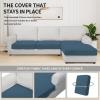 Easy-Going Stretch 4 Pieces Couch Cushion Covers for Sectional Sofa Left/Right L Shape Chaise Lounge Sofa Seat slipcover Anti-Slip Sofa Cover Soft (3 Seater + 1 Chaise, Dark Gray)(Bluestone)
