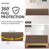 Easy-Going Stretch Bed Headboard Slipcover, Small Square Jacquard Furniture Cover, Dustproof Protector Cover for Bedroom Decor (Queen, Cream)(Brown)