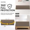 Easy-Going Stretch Bed Headboard Slipcover, Small Square Jacquard Furniture Cover, Dustproof Protector Cover for Bedroom Decor (Queen, Cream)(Camel)