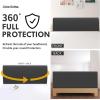 Easy-Going Stretch Bed Headboard Slipcover, Small Square Jacquard Furniture Cover, Dustproof Protector Cover for Bedroom Decor (Queen, Cream)(Dark Gray)