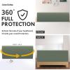 Easy-Going Stretch Bed Headboard Slipcover, Small Square Jacquard Furniture Cover, Dustproof Protector Cover for Bedroom Decor (Queen, Cream)(Greyish Green)