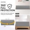 Easy-Going Stretch Bed Headboard Slipcover, Small Square Jacquard Furniture Cover, Dustproof Protector Cover for Bedroom Decor (Queen, Cream)(Light Gray)