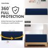 Easy-Going Stretch Bed Headboard Slipcover, Small Square Jacquard Furniture Cover, Dustproof Protector Cover for Bedroom Decor (Queen, Cream)(Navy)