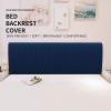 Easy-Going Stretch Bed Headboard Slipcover, Small Square Jacquard Furniture Cover, Dustproof Protector Cover for Bedroom Decor (Queen, Cream)(Navy)