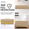 Easy-Going Stretch Bed Headboard Slipcover, Small Square Jacquard Furniture Cover, Dustproof Protector Cover for Bedroom Decor (Queen, Cream)(Sand)