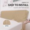 Easy-Going Stretch Bed Headboard Slipcover, Small Square Jacquard Furniture Cover, Dustproof Protector Cover for Bedroom Decor (Queen, Cream)(Sand)