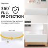 Easy-Going Stretch Bed Headboard Slipcover, Small Square Jacquard Furniture Cover, Dustproof Protector Cover for Bedroom Decor (Queen, Cream)(White)