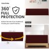 Easy-Going Stretch Bed Headboard Slipcover, Small Square Jacquard Furniture Cover, Dustproof Protector Cover for Bedroom Decor (Queen, Cream)(Wine)