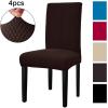Easy-Going Stretch Dining Room Chair Slipcovers Persons Chair Protector Removable Washable Short Soft Home Décor (M4 Pieces, Waffle Pique, Chocolate)