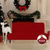 Easy-Going Stretch Futon Slipcover Armless Futon Bed Cover Furniture Protector Without Armrests with Elastic Bottom for Kids, Soft Jacquard Fabric Small Checks (Large, Dark Gray)(Christmas Red)