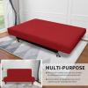 Easy-Going Stretch Futon Slipcover Armless Futon Bed Cover Furniture Protector Without Armrests with Elastic Bottom for Kids, Soft Jacquard Fabric Small Checks (Large, Dark Gray)(Christmas Red)