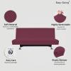Easy-Going Stretch Futon Slipcover Armless Futon Bed Cover Furniture Protector Without Armrests with Elastic Bottom for Kids, Soft Jacquard Fabric Small Checks (Large, Dark Gray)(Ash Rose)
