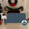 Easy-Going Stretch Futon Slipcover Armless Futon Bed Cover Furniture Protector Without Armrests with Elastic Bottom for Kids, Soft Jacquard Fabric Small Checks (Large, Dark Gray)(Bluestone)