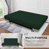 Easy-Going Stretch Futon Slipcover Armless Futon Bed Cover Furniture Protector Without Armrests with Elastic Bottom for Kids, Soft Jacquard Fabric Small Checks (Large, Dark Gray)(Dark Green)