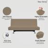 Easy-Going Stretch Futon Slipcover Armless Futon Bed Cover Furniture Protector Without Armrests with Elastic Bottom for Kids, Soft Jacquard Fabric Small Checks (Large, Dark Gray)(Natural)