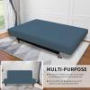 Easy-Going Stretch Futon Slipcover Armless Futon Bed Cover Furniture Protector Without Armrests with Elastic Bottom for Kids, Soft Jacquard Fabric Small Checks (Large, Dark Gray)(Bluestone)