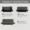 Easy-Going Stretch Futon Slipcover Armless Futon Bed Cover Furniture Protector Without Armrests with Elastic Bottom for Kids, Soft Jacquard Fabric Small Checks (Large, Dark Gray)(Olive Green)