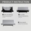 Easy-Going Stretch Futon Slipcover Armless Futon Bed Cover Furniture Protector Without Armrests with Elastic Bottom for Kids, Soft Jacquard Fabric Small Checks (Large, Dark Gray)(Silver Gray)