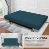 Easy-Going Stretch Futon Slipcover Armless Futon Bed Cover Furniture Protector Without Armrests with Elastic Bottom for Kids, Soft Jacquard Fabric Small Checks (Large, Dark Gray)(Deep Teal)