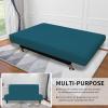 Easy-Going Stretch Futon Slipcover Armless Futon Bed Cover Furniture Protector Without Armrests with Elastic Bottom for Kids, Soft Jacquard Fabric Small Checks (Large, Dark Gray)(Peacock Blue)