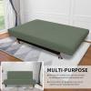 Easy-Going Stretch Futon Slipcover Armless Futon Bed Cover Furniture Protector Without Armrests with Elastic Bottom for Kids, Soft Jacquard Fabric Small Checks (Large, Dark Gray)(Greyish Green)