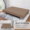 Easy-Going Stretch Futon Slipcover Armless Futon Bed Cover Furniture Protector Without Armrests with Elastic Bottom for Kids, Soft Jacquard Fabric Small Checks (Large, Dark Gray)(Camel)