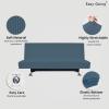 Easy-Going Stretch Futon Slipcover Armless Futon Bed Cover Furniture Protector Without Armrests with Elastic Bottom for Kids, Soft Jacquard Fabric Small Checks (Large, Dark Gray)(Bluestone)