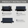 Easy-Going Stretch Futon Slipcover Armless Futon Bed Cover Furniture Protector Without Armrests with Elastic Bottom for Kids, Soft Jacquard Fabric Small Checks (Large, Dark Gray)(Dark Blue)