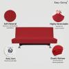 Easy-Going Stretch Futon Slipcover Armless Futon Bed Cover Furniture Protector Without Armrests with Elastic Bottom for Kids, Soft Jacquard Fabric Small Checks (Large, Dark Gray)(Christmas Red)