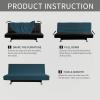 Easy-Going Stretch Futon Slipcover Armless Futon Bed Cover Furniture Protector Without Armrests with Elastic Bottom for Kids, Soft Jacquard Fabric Small Checks (Large, Dark Gray)(Deep Teal)