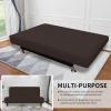 Easy-Going Stretch Futon Slipcover Armless Futon Bed Cover Furniture Protector Without Armrests with Elastic Bottom for Kids, Soft Jacquard Fabric Small Checks (Large, Dark Gray)(Chocolate)