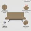 Easy-Going Stretch Futon Slipcover Armless Futon Bed Cover Furniture Protector Without Armrests with Elastic Bottom for Kids, Soft Jacquard Fabric Small Checks (Large, Dark Gray)(Tan)