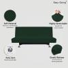 Easy-Going Stretch Futon Slipcover Armless Futon Bed Cover Furniture Protector Without Armrests with Elastic Bottom for Kids, Soft Jacquard Fabric Small Checks (Large, Dark Gray)(Dark Green)
