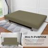 Easy-Going Stretch Futon Slipcover Armless Futon Bed Cover Furniture Protector Without Armrests with Elastic Bottom for Kids, Soft Jacquard Fabric Small Checks (Large, Dark Gray)(Khaki)