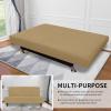Easy-Going Stretch Futon Slipcover Armless Futon Bed Cover Furniture Protector Without Armrests with Elastic Bottom for Kids, Soft Jacquard Fabric Small Checks (Large, Dark Gray)(Golden)